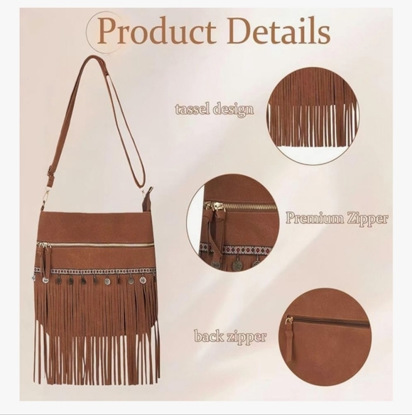 Coach Brown Fringe Crossbody Bag - Picture 5 of 6